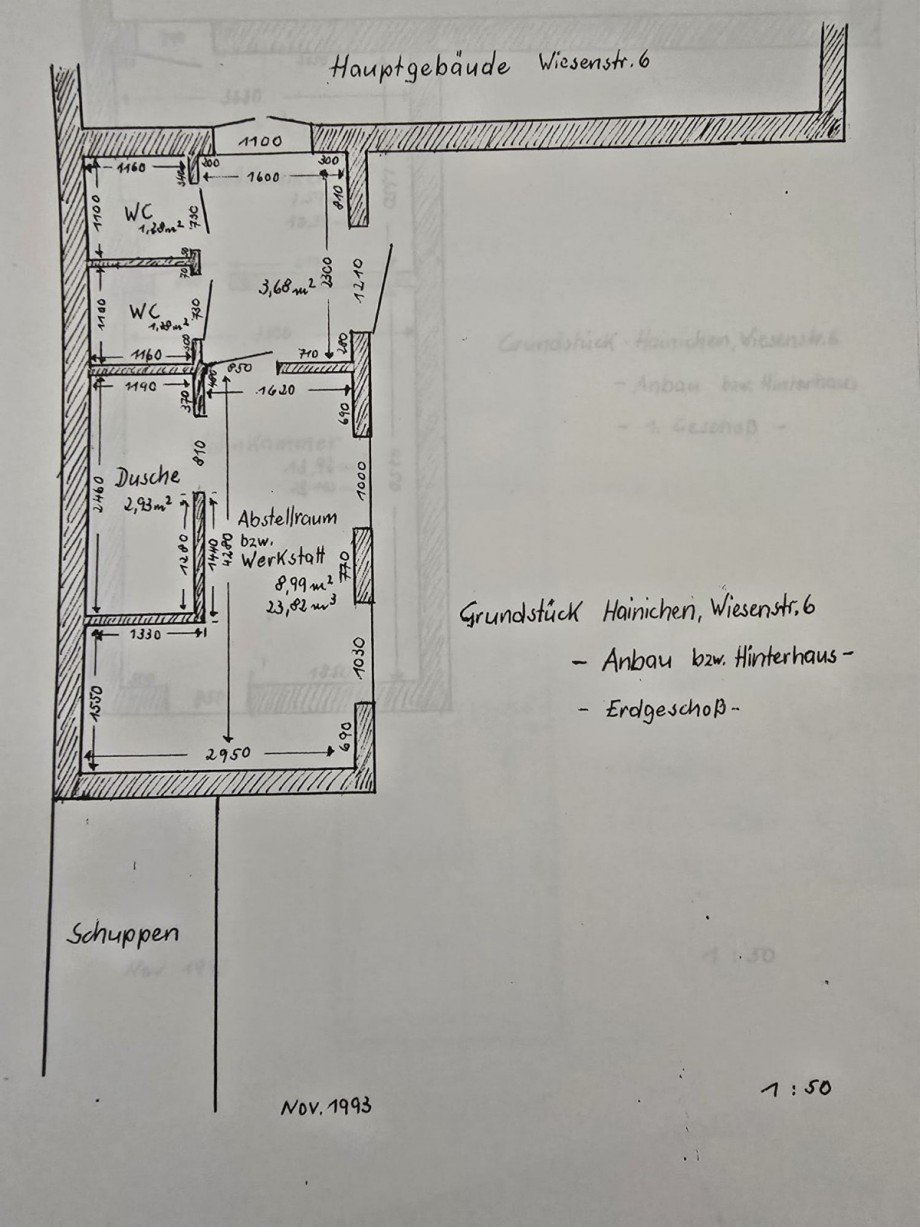 Grundriss Hinterhaus EG Reihenmittelhaus Hainichen