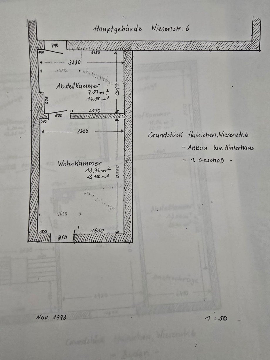 Grundriss Hinterhaus 1.OG Reihenmittelhaus Hainichen